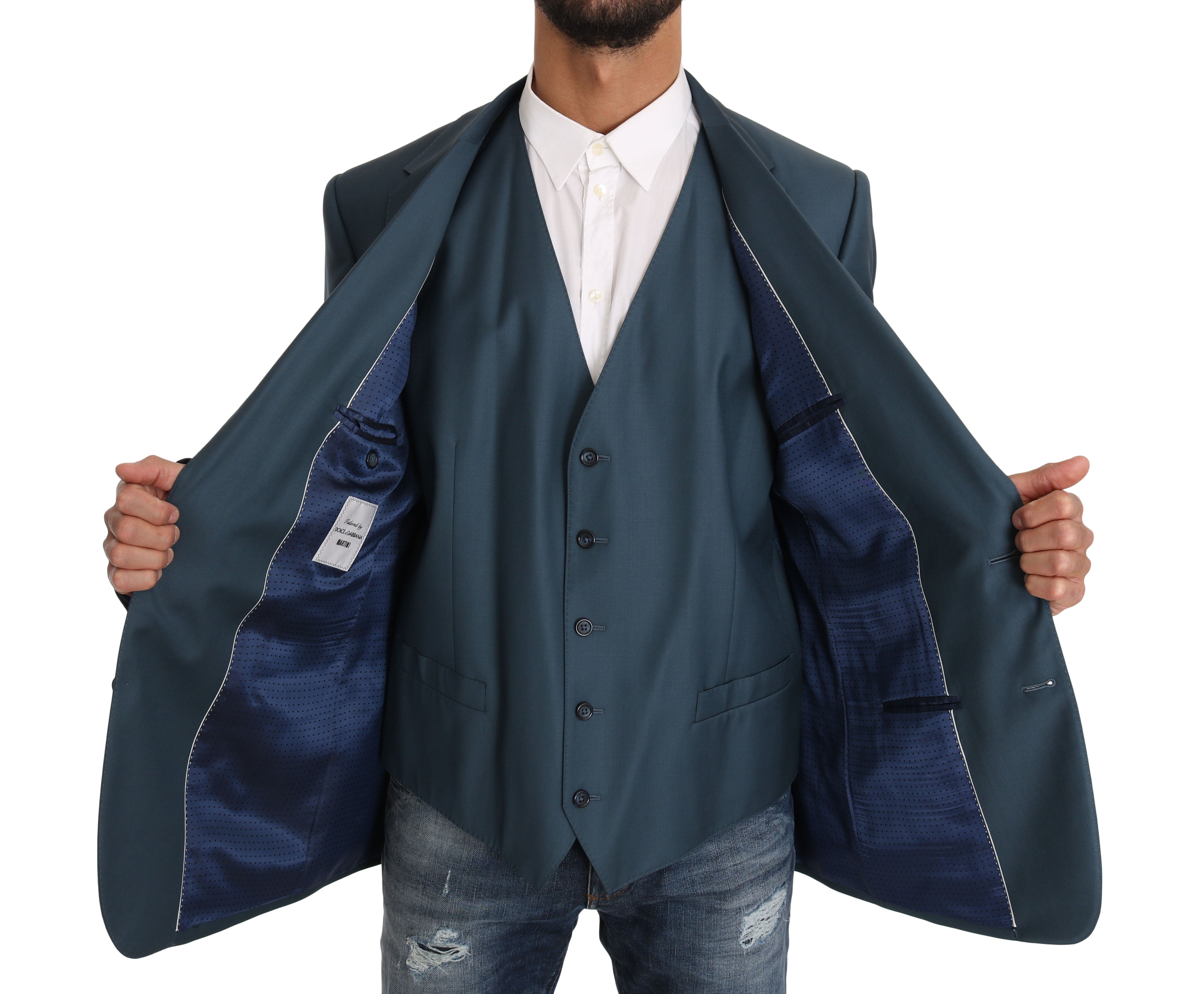 Dolce & Gabbana Elegant Green Martini Wool Blazer and Vest