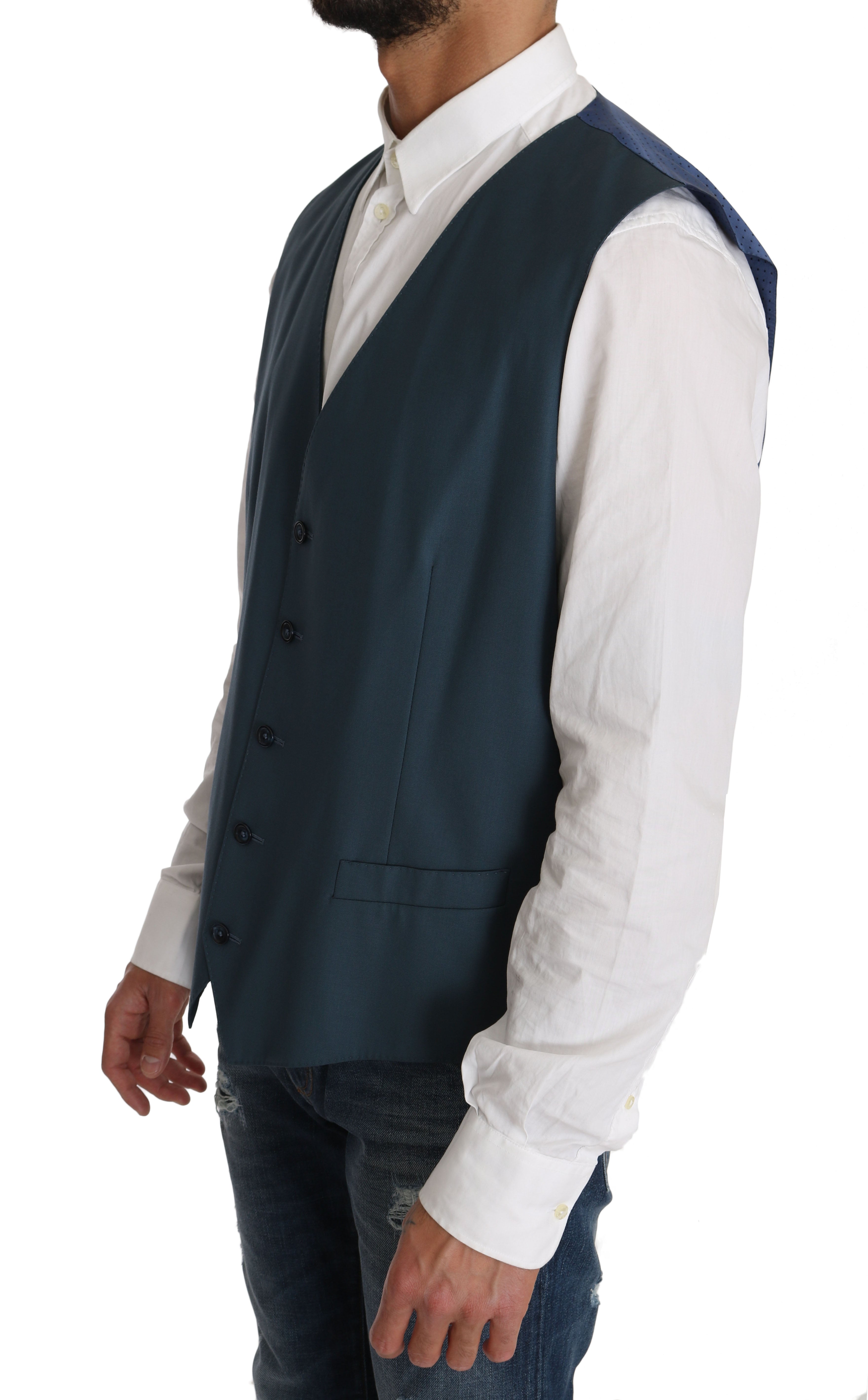 Dolce & Gabbana Elegant Green Martini Wool Blazer and Vest