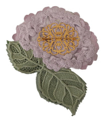 Dolce & Gabbana Elegant Purple Floral Silk Blend Brooch