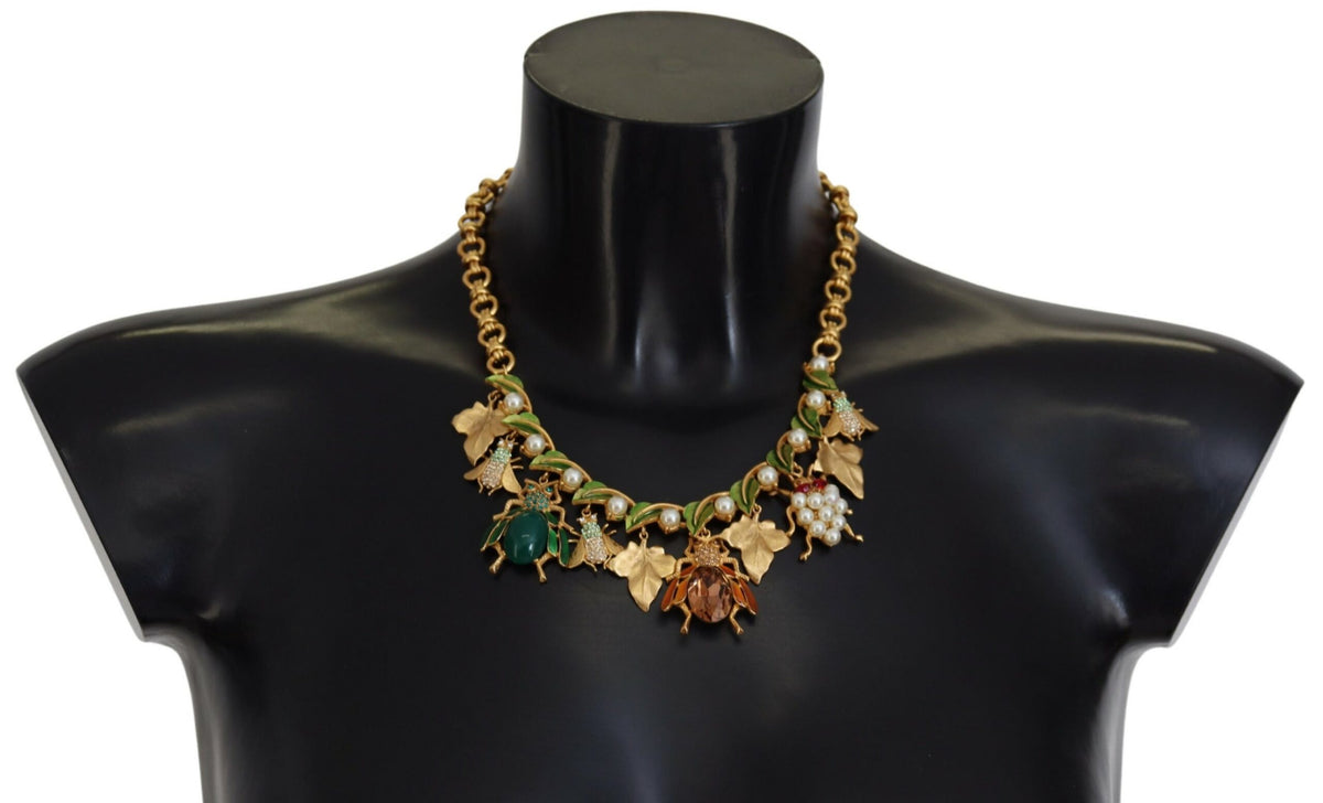Dolce & Gabbana Multicolor Crystal Gold Statement Necklace