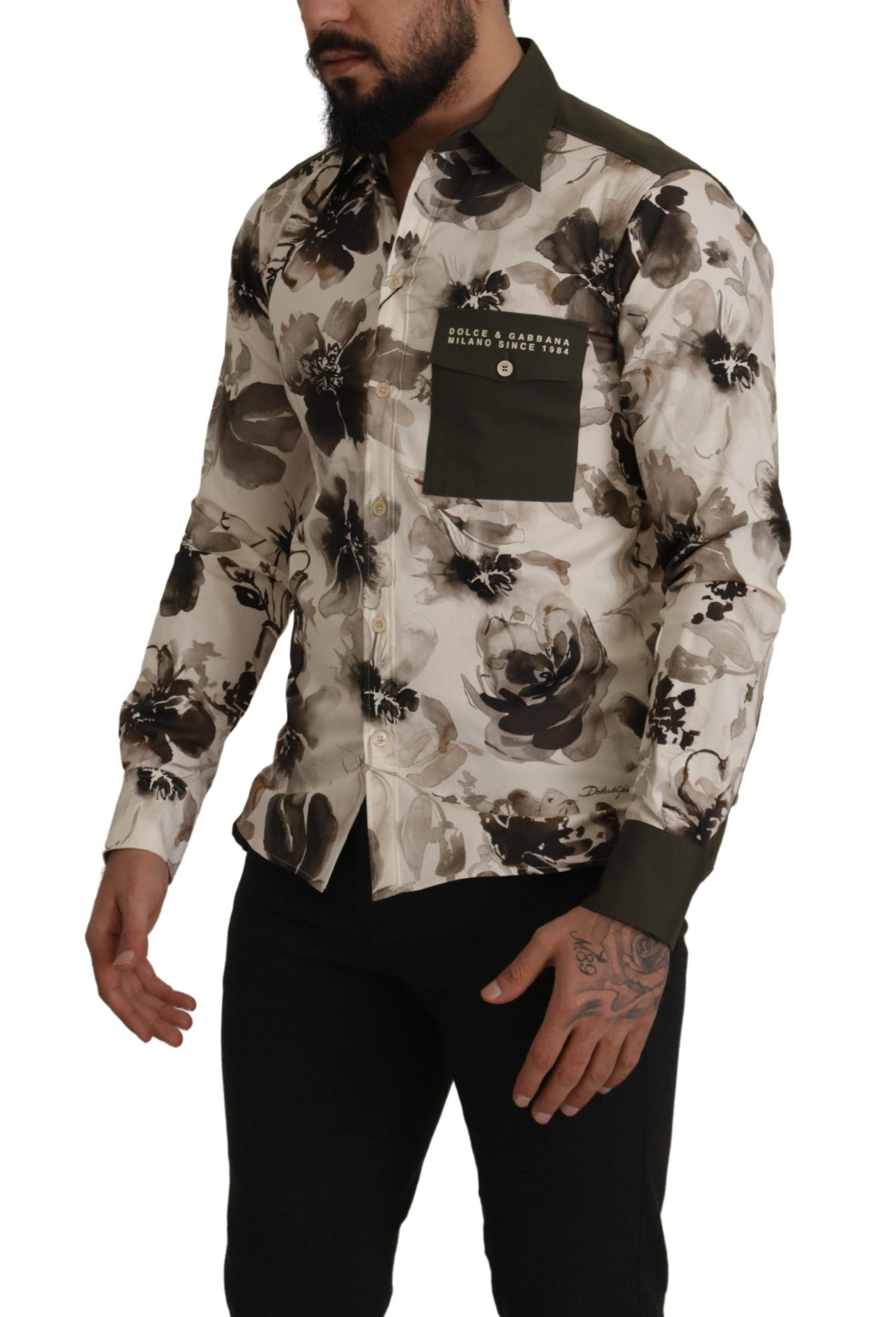 Dolce & Gabbana Floral Print Casual Cotton Shirt