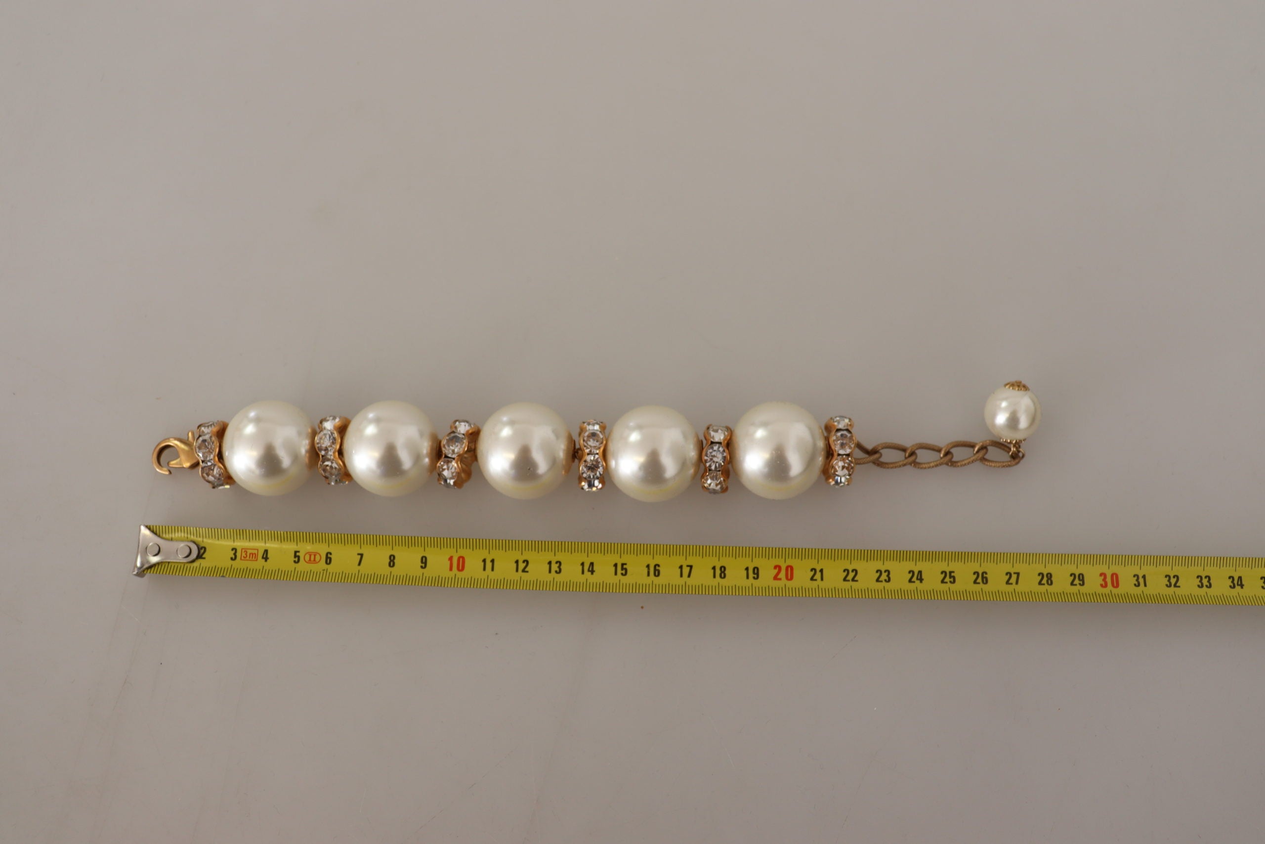 Dolce & Gabbana Opulent Gold Tone Bracelet with Crystals and Pearls