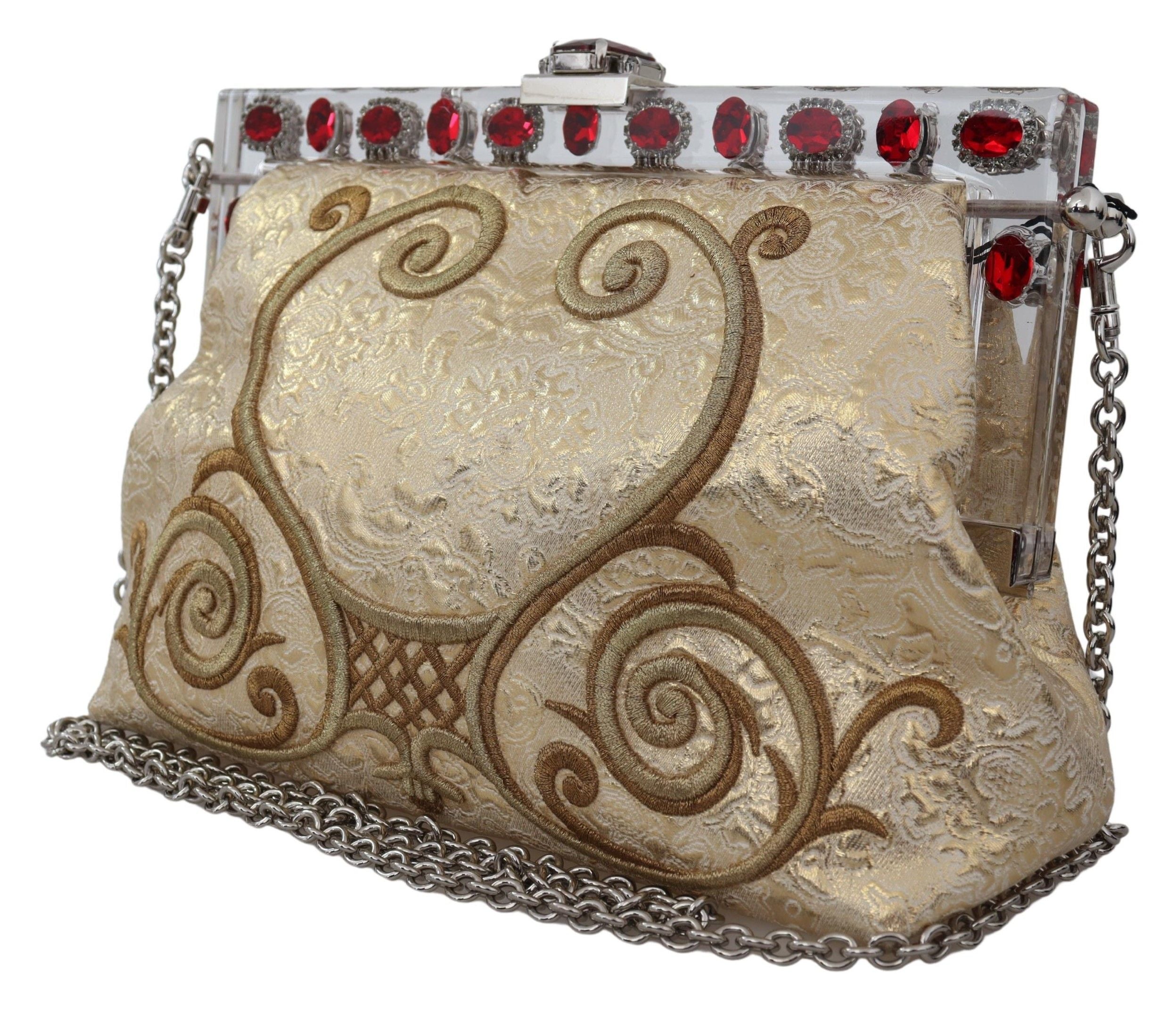Dolce & Gabbana Glamorous Gold Evening Clutch with Crystal Details