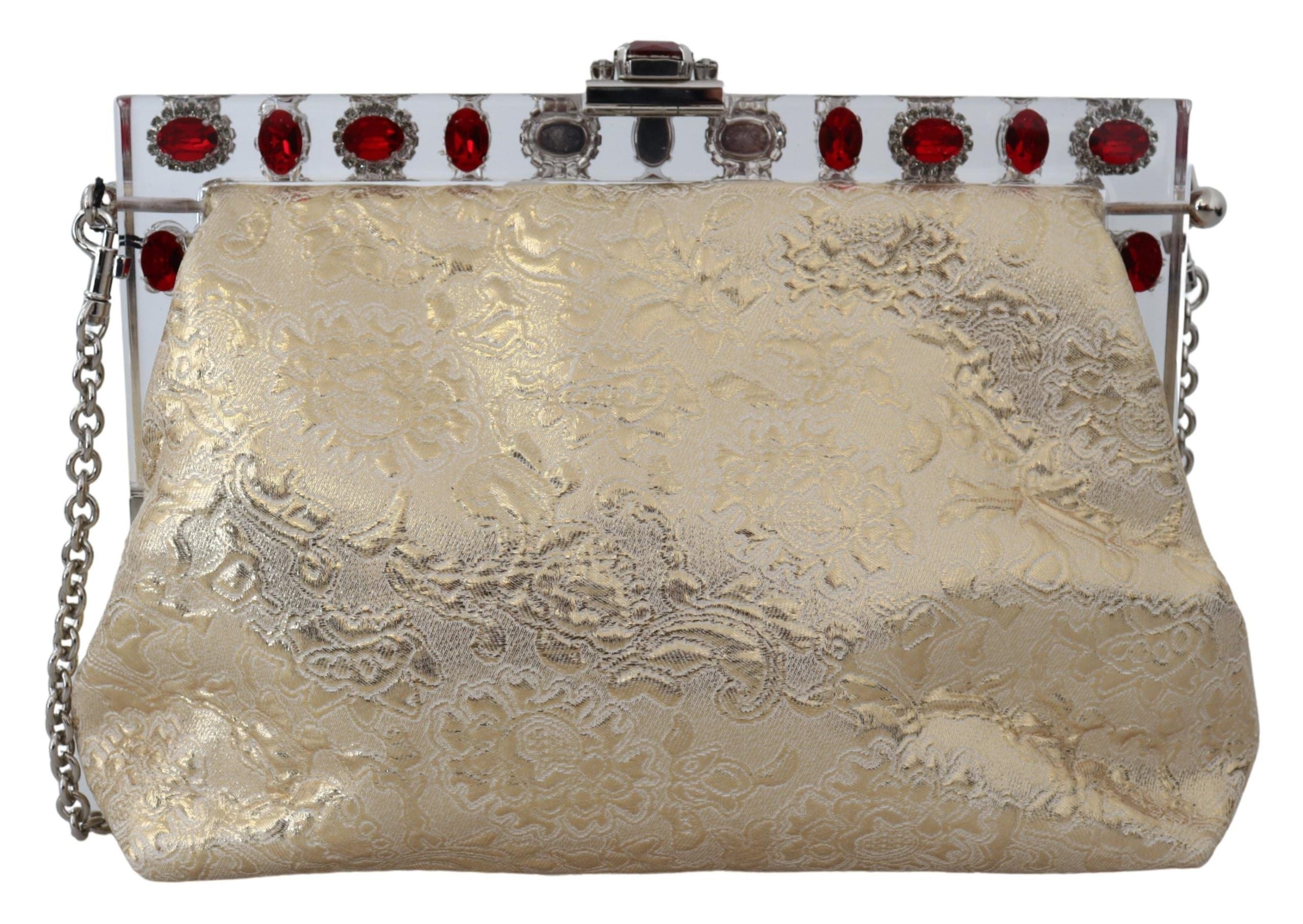 Dolce & Gabbana Glamorous Gold Evening Clutch with Crystal Details