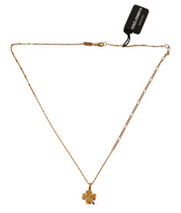 Dolce & Gabbana Elegant Gold Tone Clover Charm Necklace