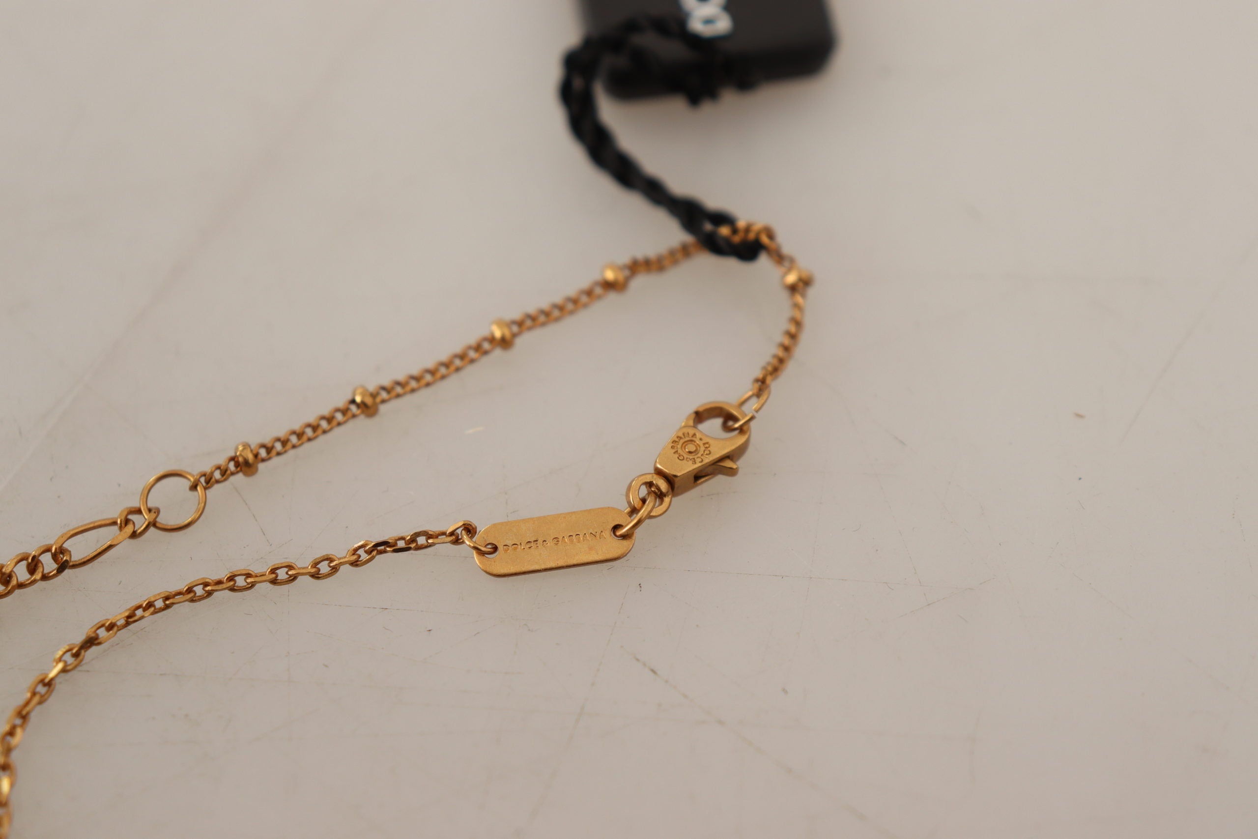 Dolce & Gabbana Elegant Gold Tone Clover Charm Necklace