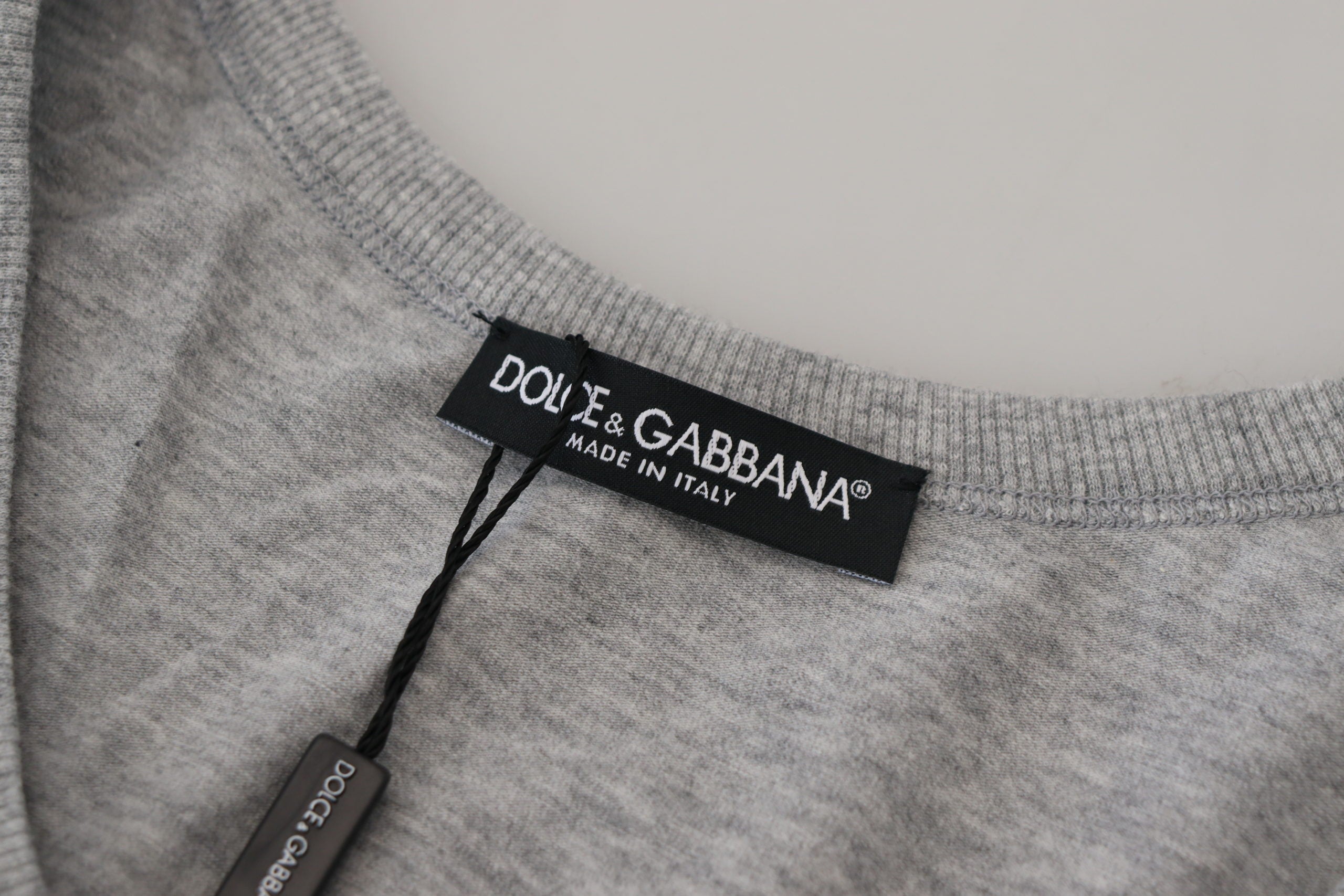 Dolce & Gabbana Gray Cotton Sleeveless Logo Men T-shirt