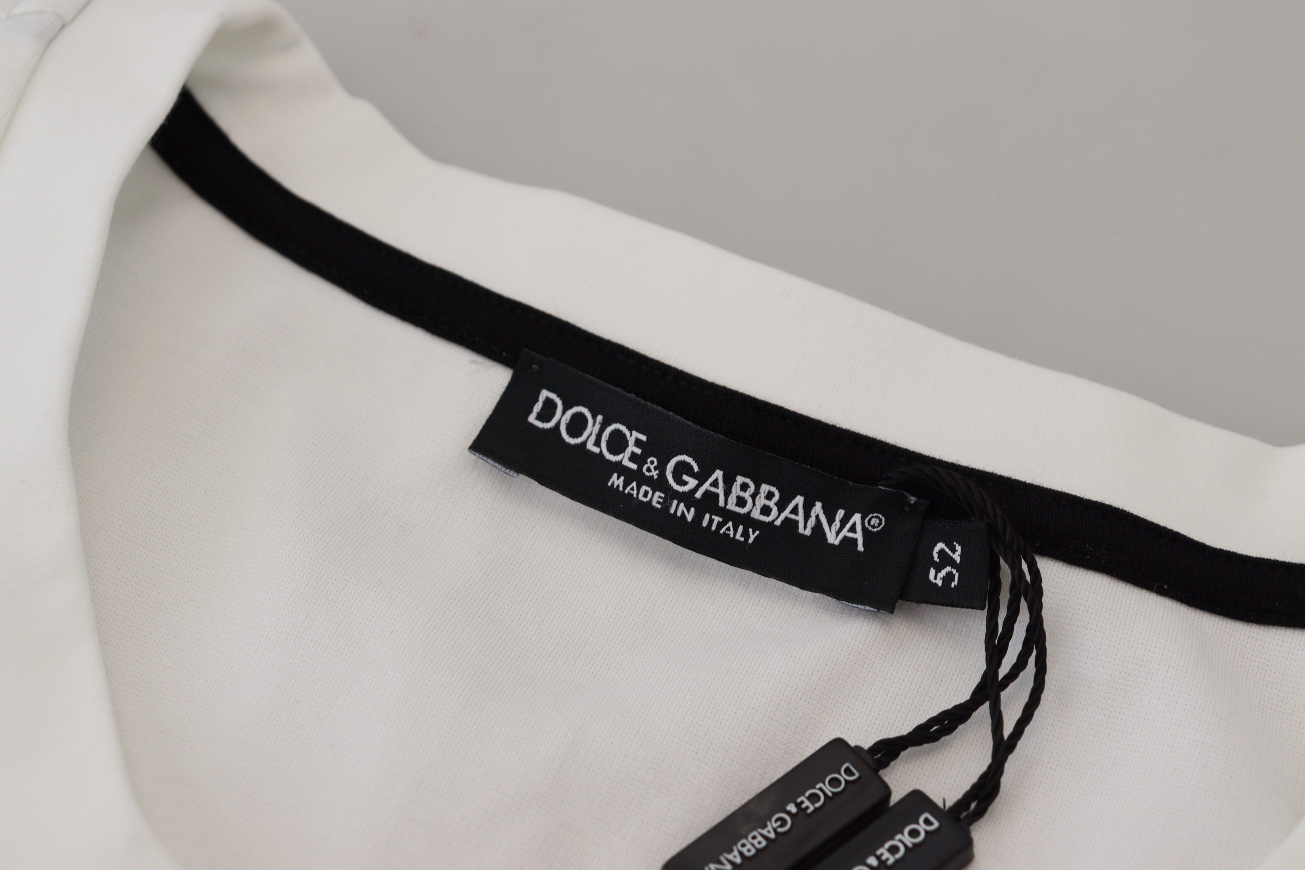 Dolce & Gabbana White Printed Short Sleeves Men T-shirt