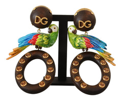 Dolce & Gabbana Chic Parrot Embellished Hoop Earrings