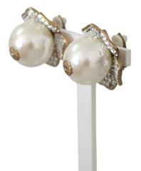 Dolce & Gabbana Floral Crystal-Pearl Clip-On Earrings