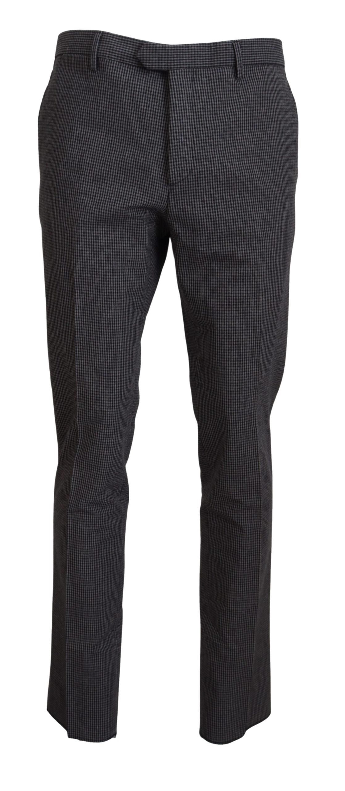 BENCIVENGA Black Checkered Wool Straight Fit Men Pants