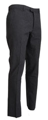 BENCIVENGA Black Checkered Wool Straight Fit Men Pants