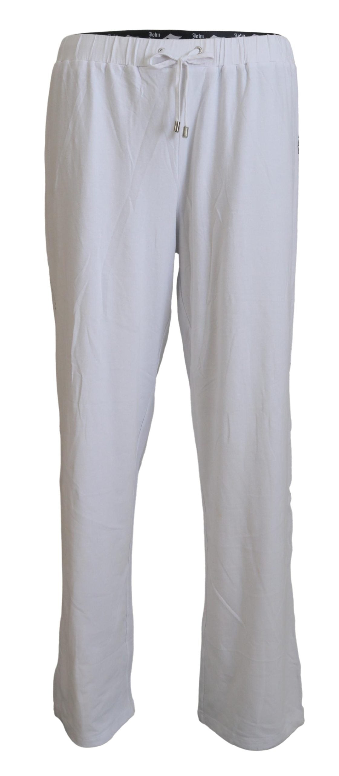 John Galliano White Cotton Logo Loose Men Pants