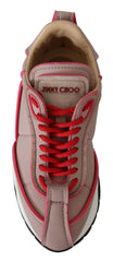 Jimmy Choo Ballet Pink and Red Raine Sneakers