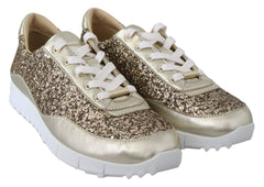 Jimmy Choo Gold Leather Antique Monza Sneakers