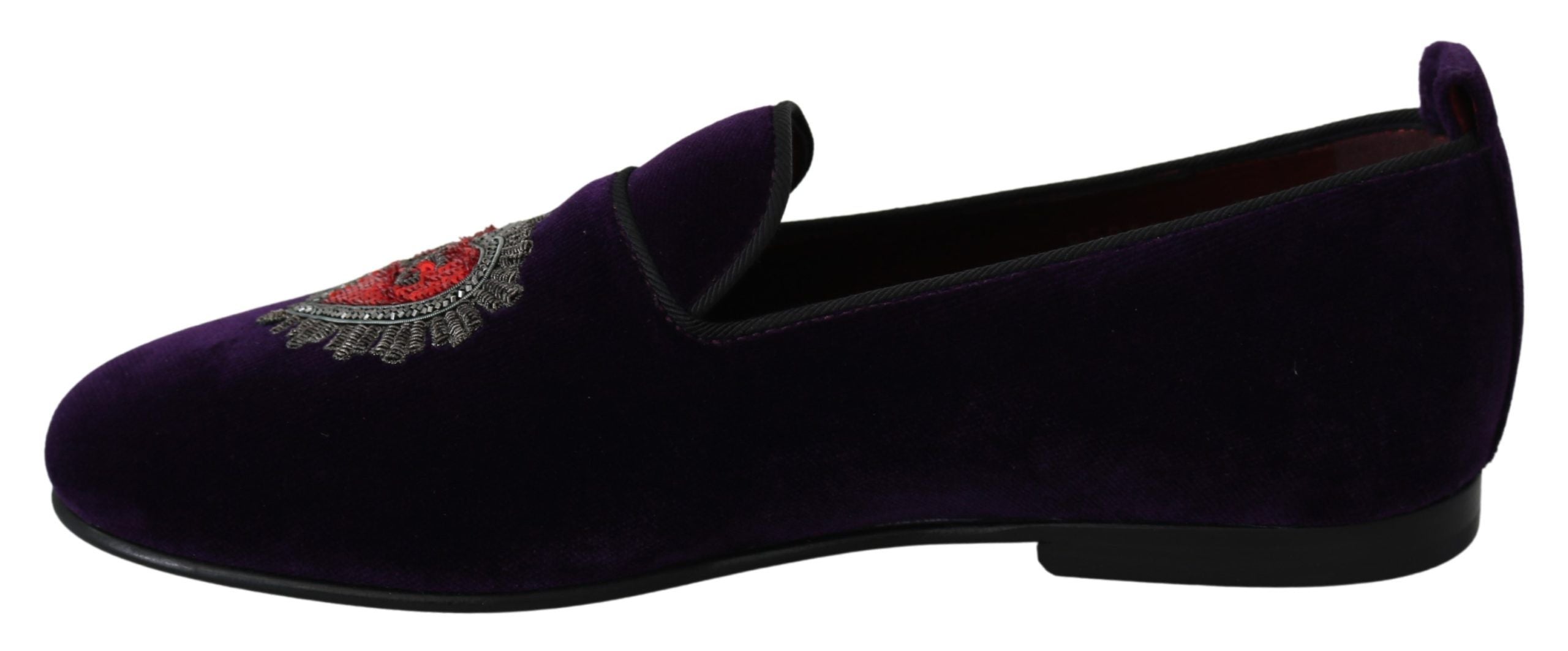 Dolce & Gabbana Enchanted Heart Embroidered Velvet Loafers