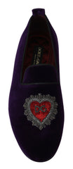 Dolce & Gabbana Enchanted Heart Embroidered Velvet Loafers