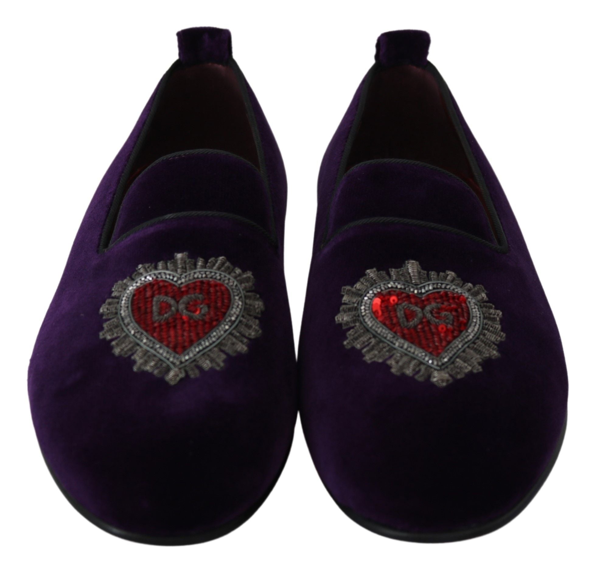 Dolce & Gabbana Enchanted Heart Embroidered Velvet Loafers