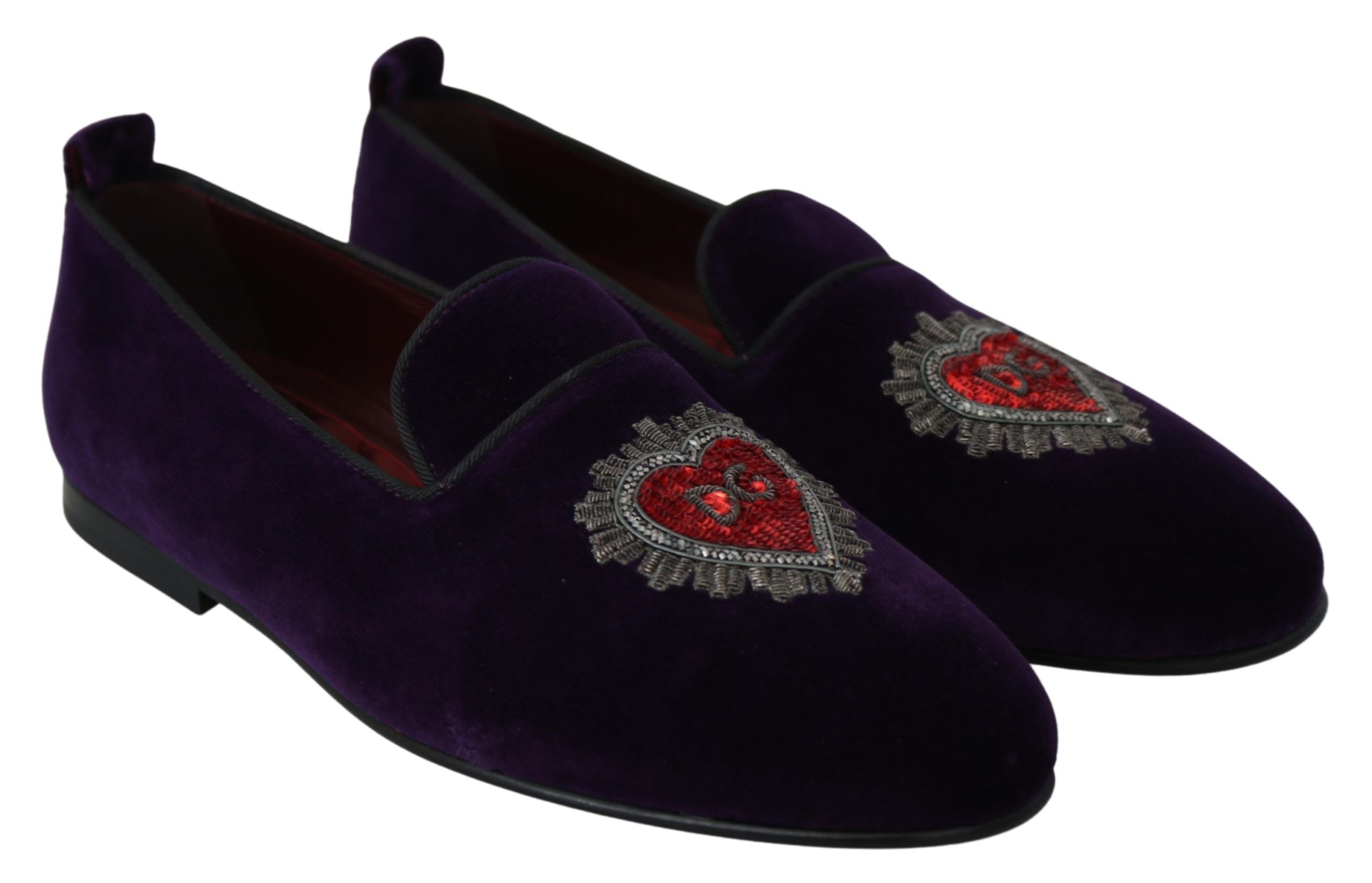 Dolce & Gabbana Enchanted Heart Embroidered Velvet Loafers