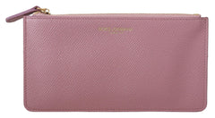 Dolce & Gabbana Dolce & Gabbana Pink Leather Slim Purse Zipper Closure Pouch Women's Wallet