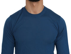 Dolce & Gabbana Elegant Blue Cashmere Crew Neck Sweater