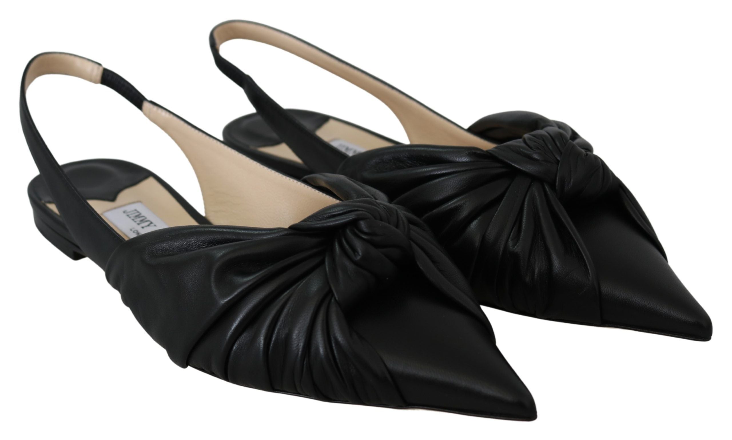 Jimmy Choo Black Leather Annabell Flat Shoes