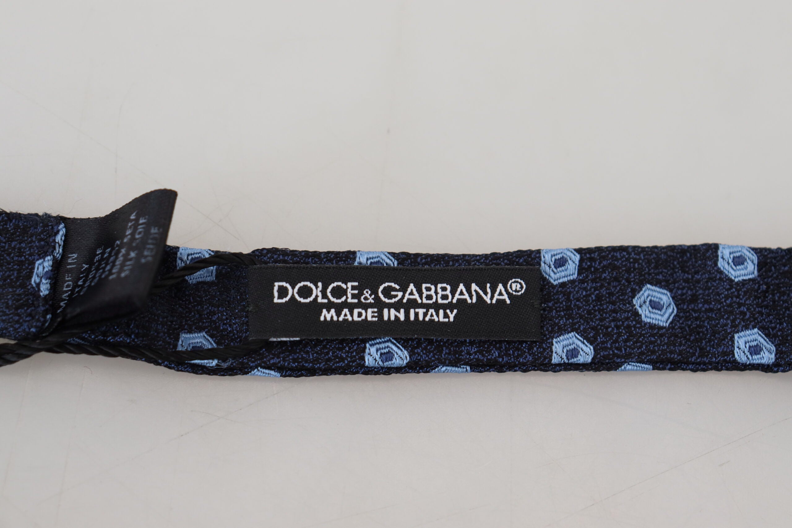 Dolce & Gabbana Elegant Blue Patterned Silk Bow Tie