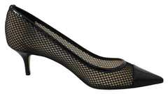 Jimmy Choo Black Mesh and Leather Amika 50 Pumps