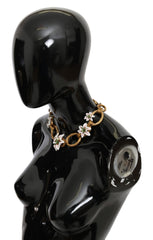 Dolce & Gabbana Luxe Floral Charm Crystal Necklace