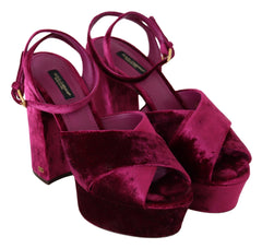 Dolce & Gabbana Sumptuous Velvet Platform Sandals in Pink