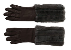 Dolce & Gabbana Elegant Mid-Arm Leather Gloves in Brown