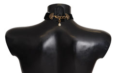 Dolce & Gabbana Elegant Gold Black Charm Statement Necklace