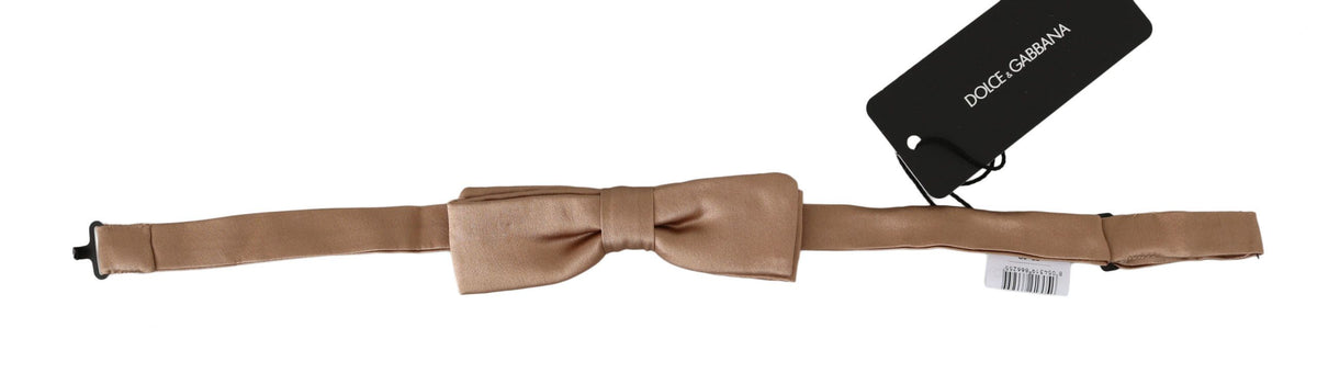 Dolce & Gabbana Elegant Beige Silk Bow Tie