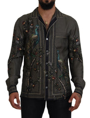 Dolce & Gabbana Multicolor Ostrich Silk Satin Casual Shirt