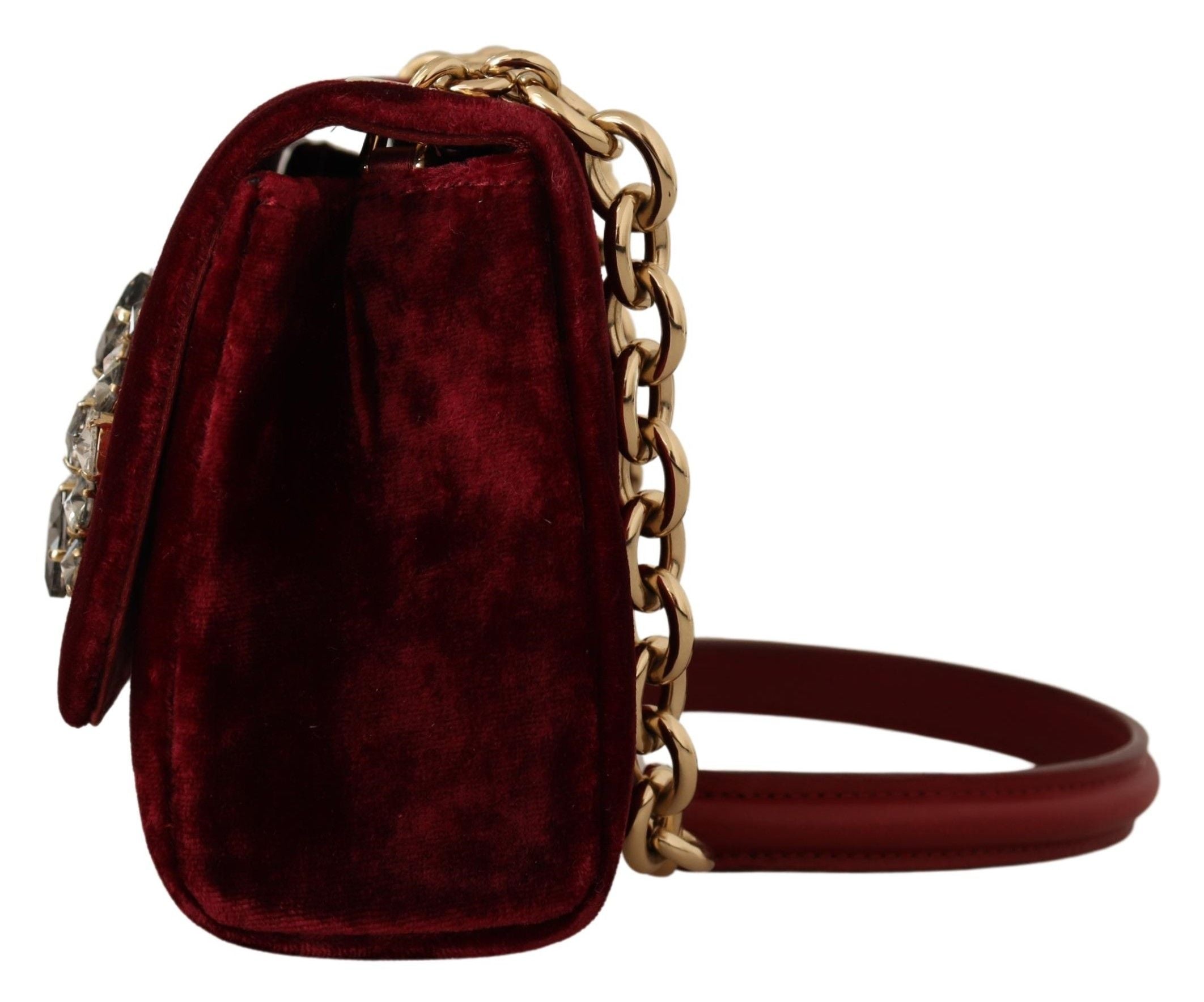 Dolce & Gabbana Velvet Bordeaux Mini Crossbody Elegance