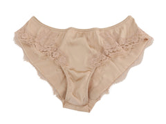 Dolce & Gabbana Elegant Beige Floral Silk Lingerie Set