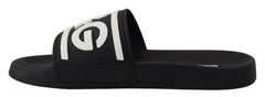 Dolce & Gabbana Black Rubber D&G Logo Shoes Slides Sandals