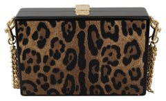 Dolce & Gabbana Dolce & Gabbana Brown Leopard Women Shoulder BOX Wood Women's Bag
