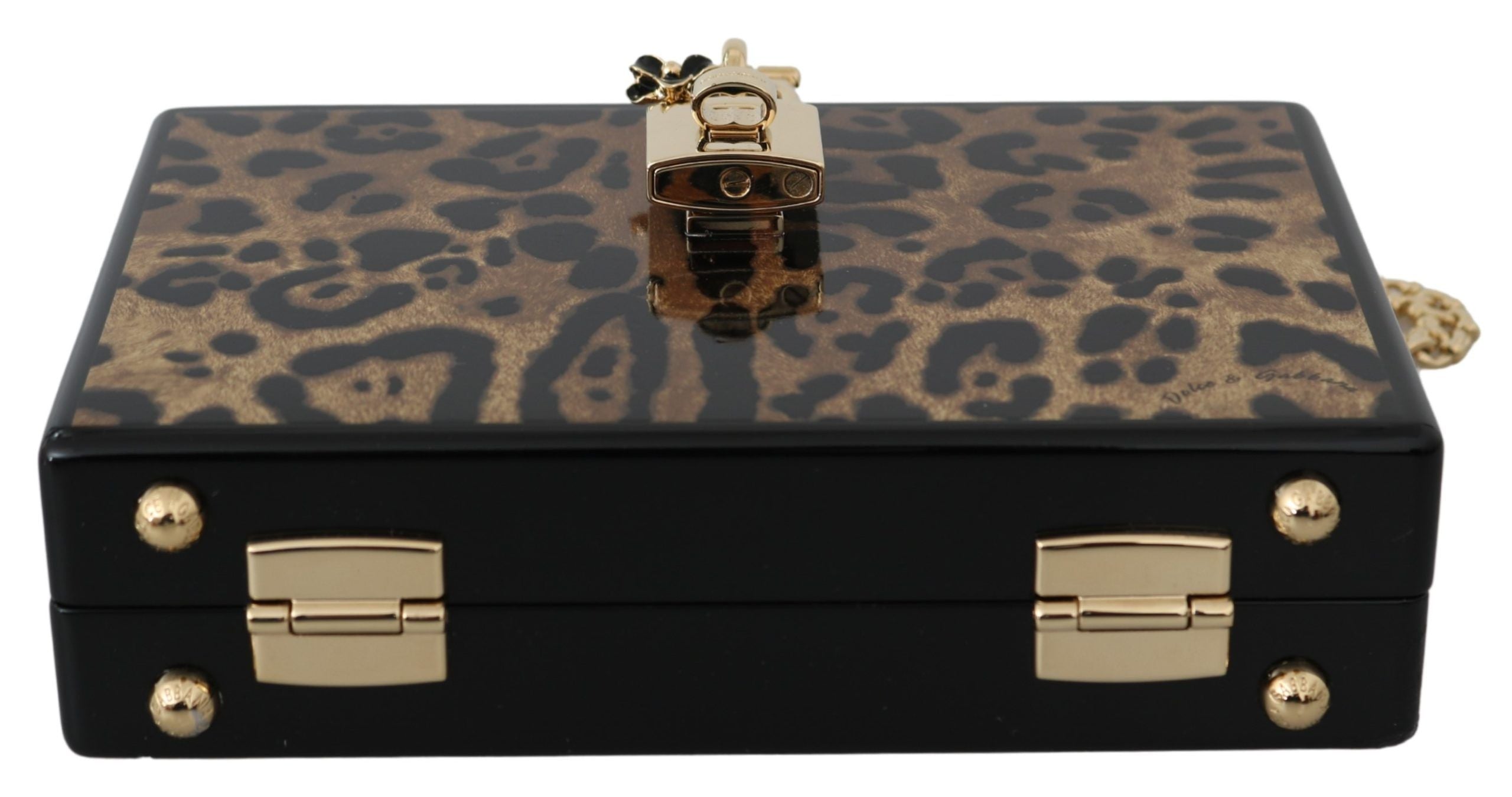 Dolce & Gabbana Dolce & Gabbana Brown Leopard Women Shoulder BOX Wood Women's Bag