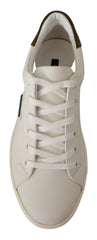 Dolce & Gabbana White Suede Leather Mens Low Tops Sneakers