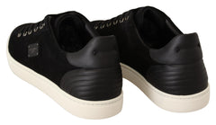Dolce & Gabbana Black Suede Leather Mens Low Tops Sneakers
