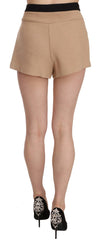 Costume National Chic Beige Mid Waist Mini Shorts