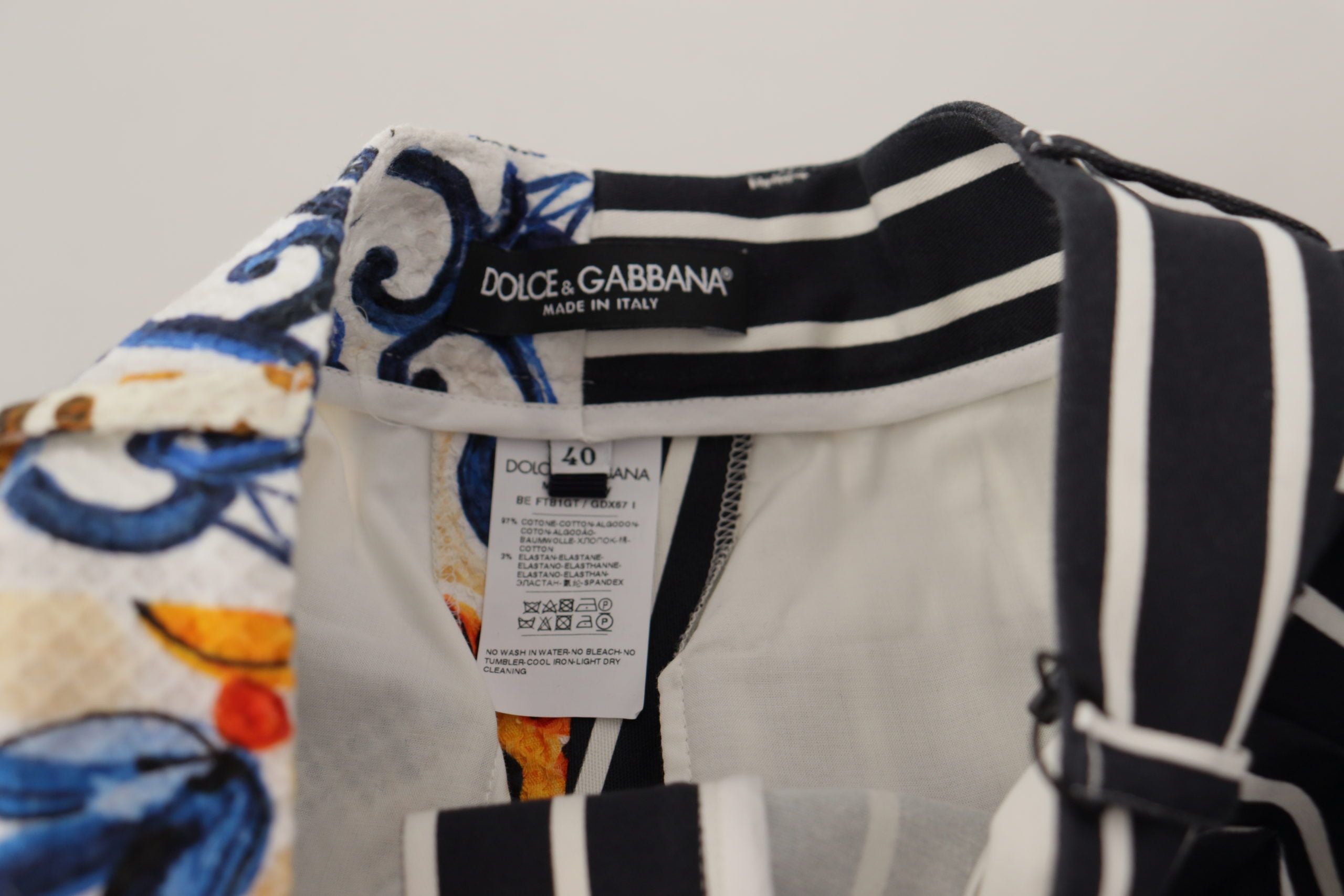 Dolce & Gabbana Majolica High Waist Designer Bermuda Shorts