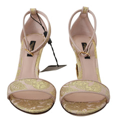 Dolce & Gabbana Chic Pink Brocade Keira Sandals