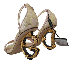 Dolce & Gabbana Chic Pink Brocade Keira Sandals