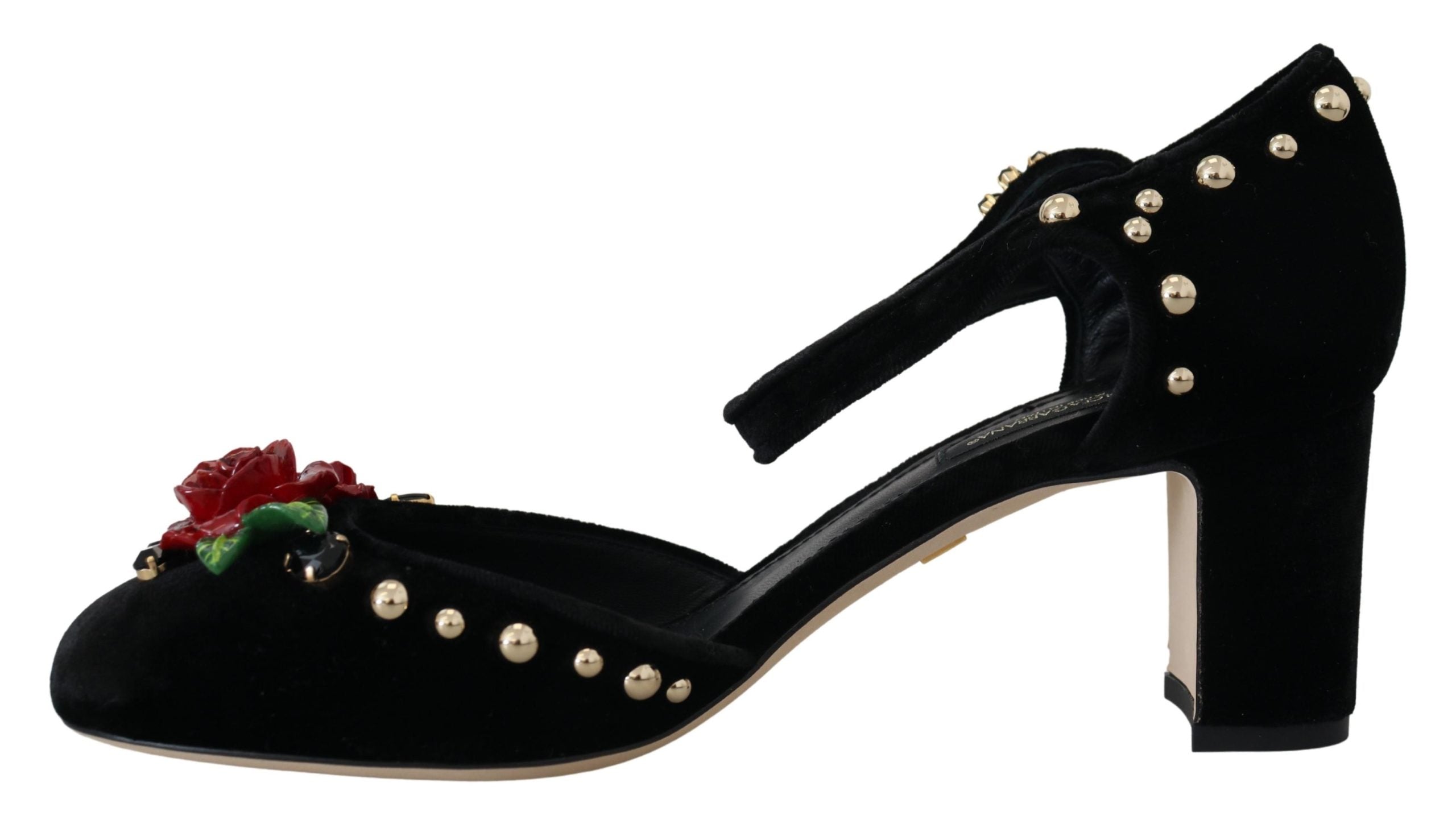 Dolce & Gabbana Black Pearl Crystal Vally Heels Sandals Shoes