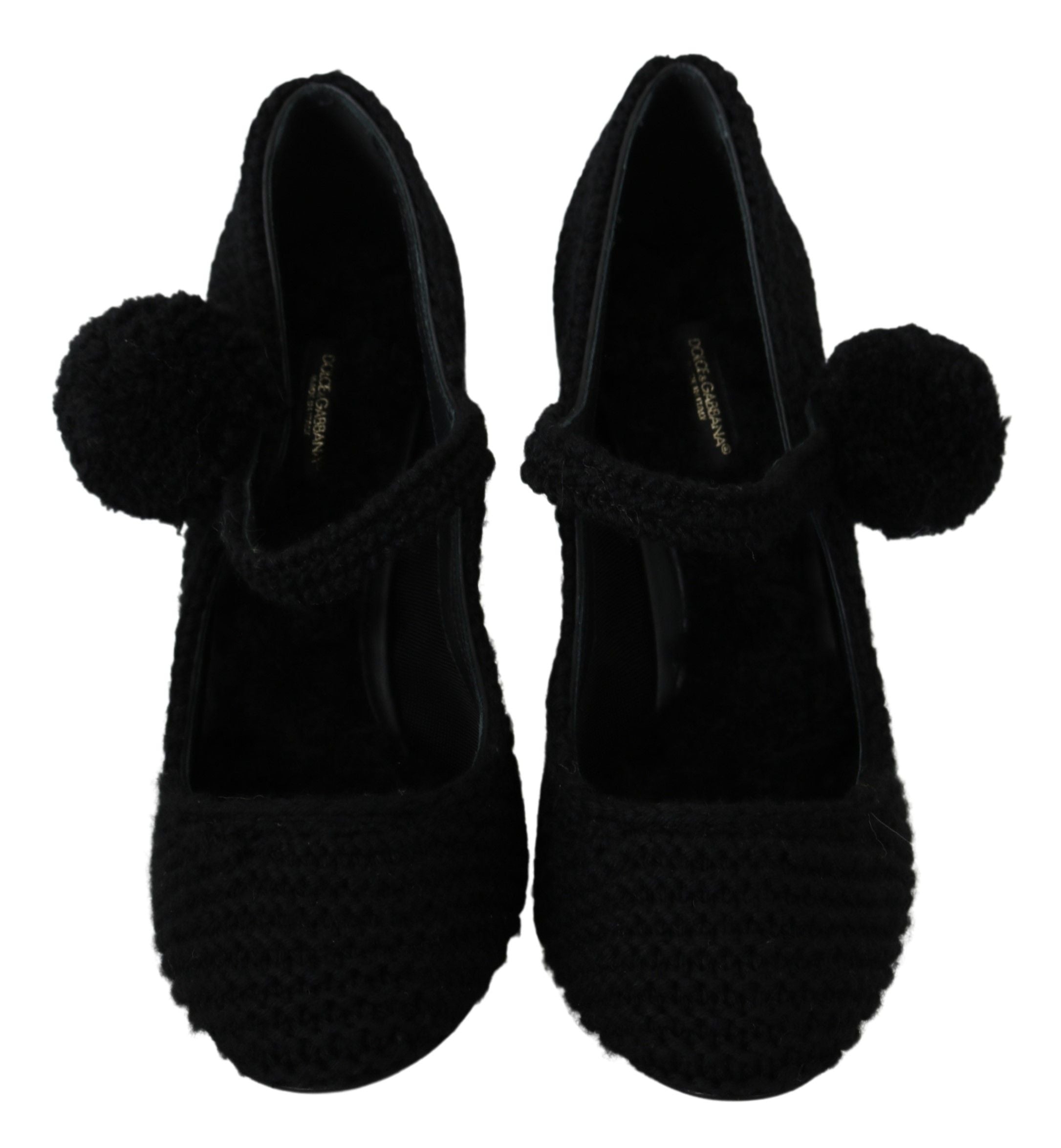 Dolce & Gabbana Chic Black Wool-Knitted Mary Janes Pumps