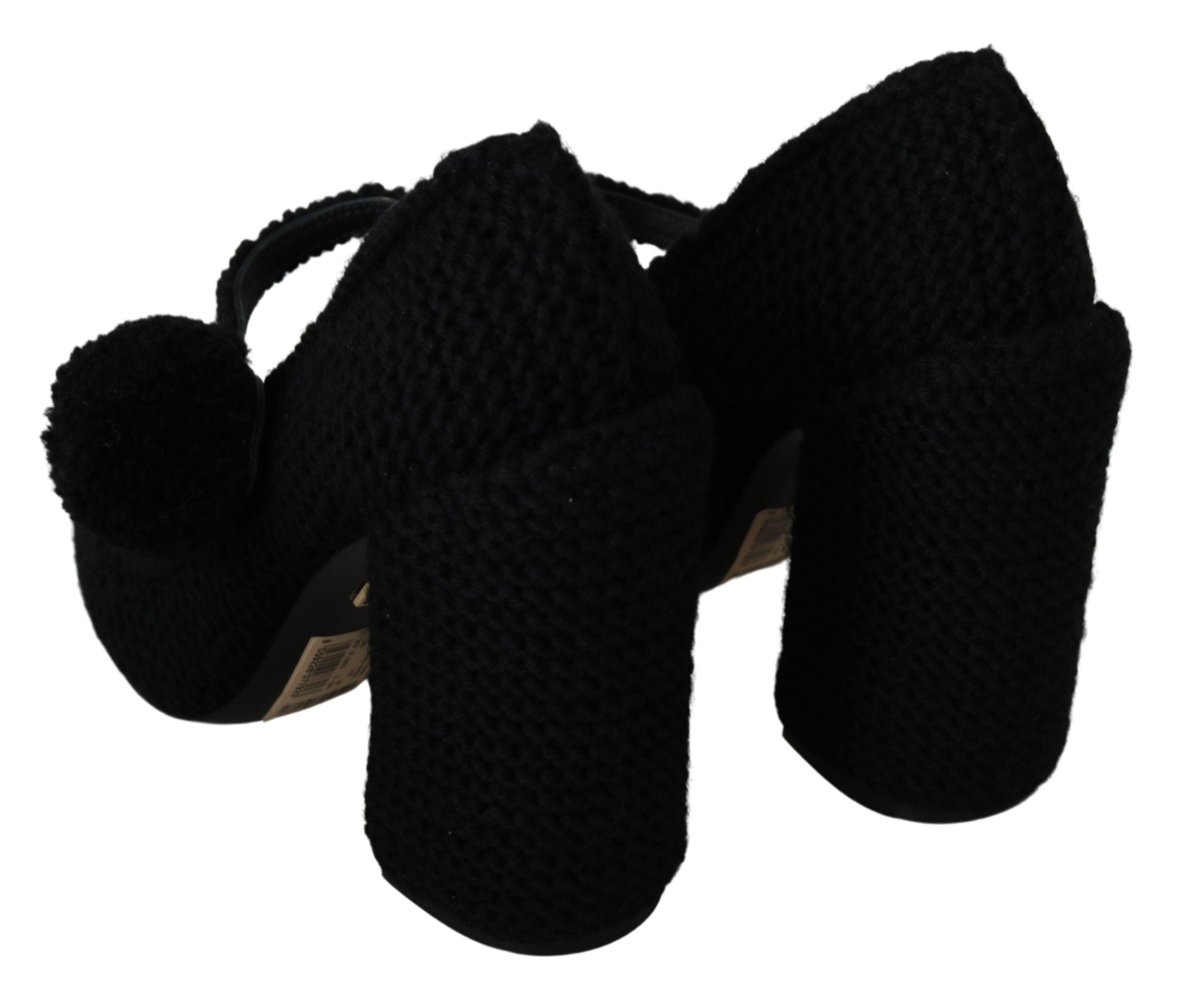 Dolce & Gabbana Chic Black Wool-Knitted Mary Janes Pumps