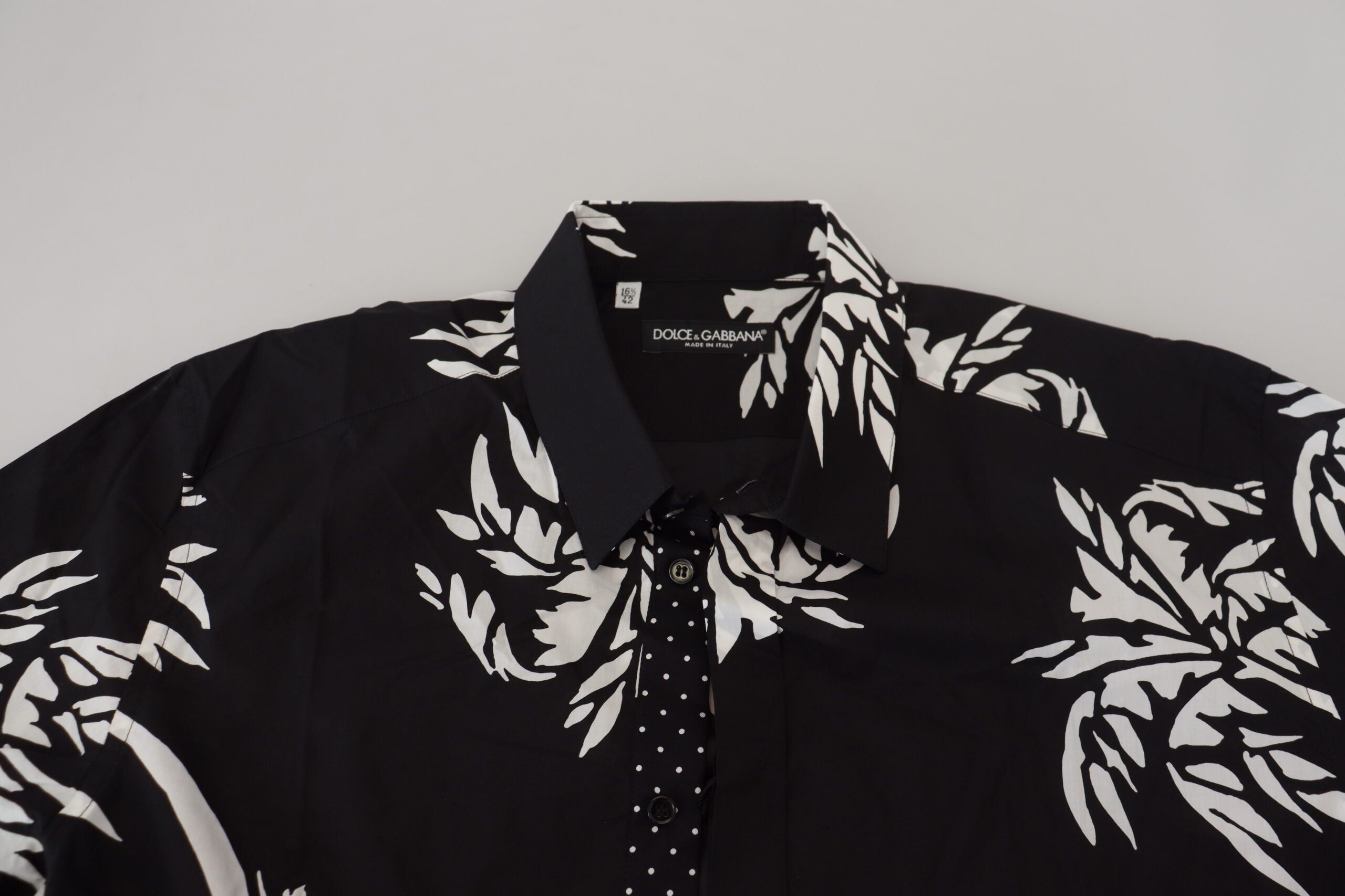 Dolce & Gabbana Elegant Black Palm Tree Print Casual Shirt