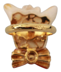 Dolce & Gabbana Chic Canine Gold-Tone Statement Ring